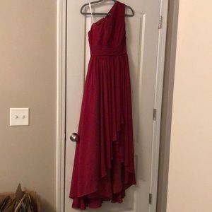 NEW wine red bridesmaid/prom dress. High low, one shoulder.